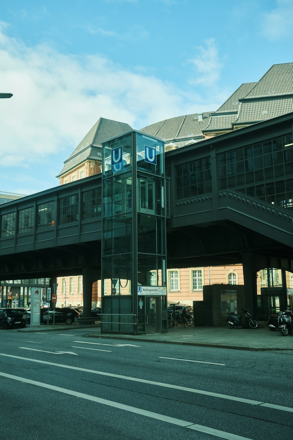 a large building with a sign on the side of it