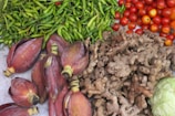 An assortment of fresh ingredients used in Nusantara cuisine.
