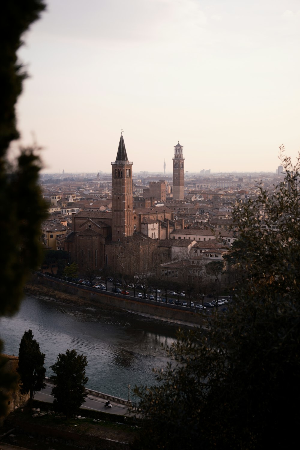 a view of a city with a river running through it