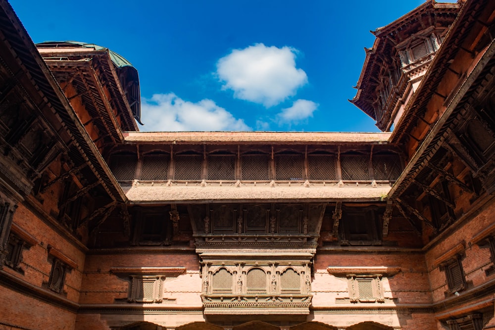 a view of a building with a sky in the background