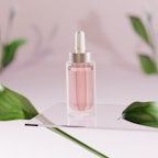 Elegant dropper bottle with clear hydrating serum surrounded by fresh botanicals