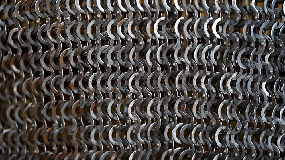 a close up of a chain link fence