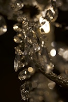 A close-up of intricate details on a luxury chandelier.