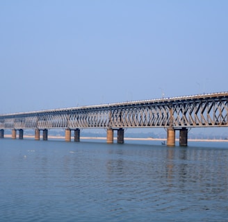 a long bridge over a body of water