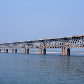 a long bridge over a body of water