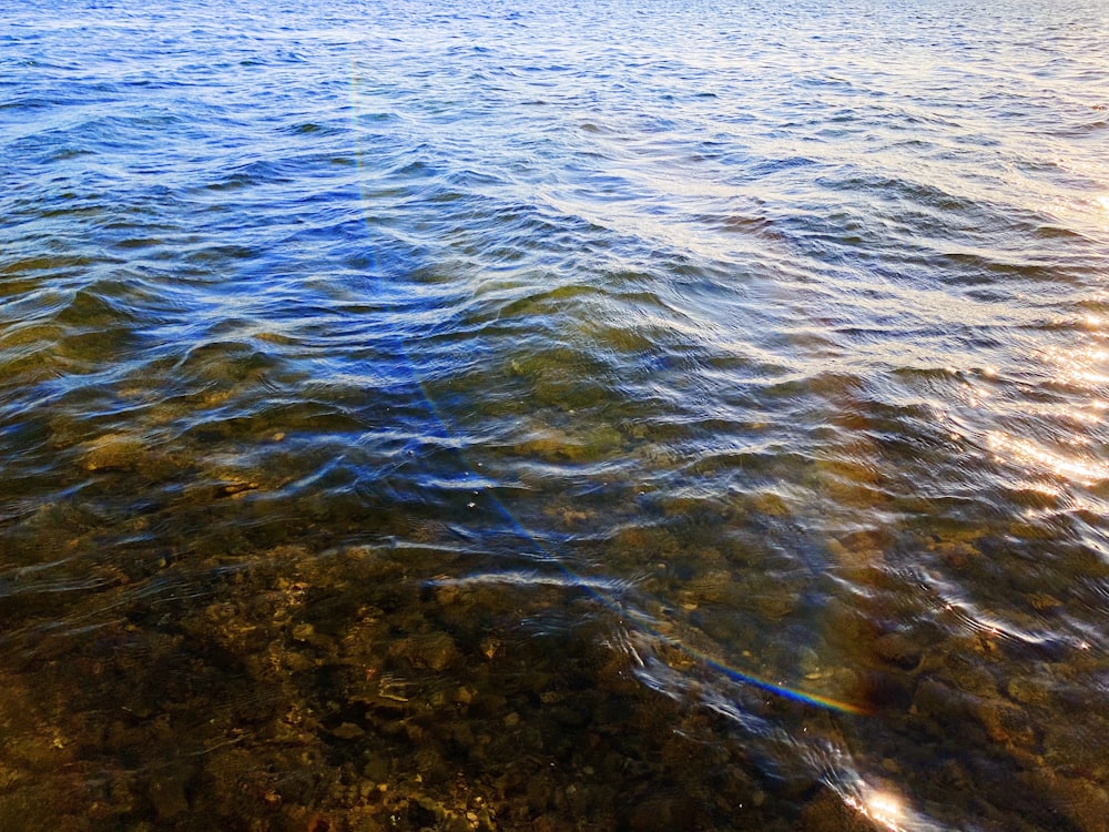 a body of water with a boat in the distance