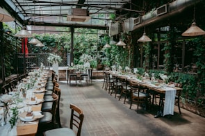 A beautifully arranged dining area with natural elements.