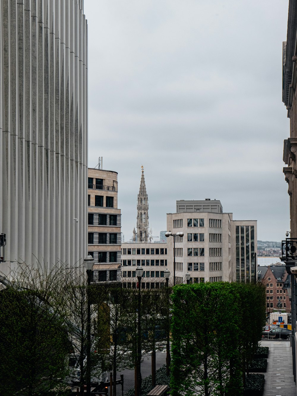 a view of a city with tall buildings