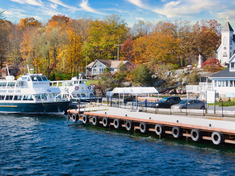 a couple of boats that are sitting in the water