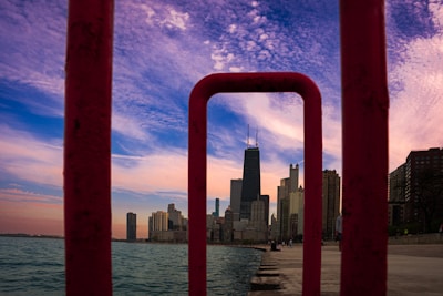 a view of a body of water with a city in the background