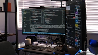a computer monitor sitting on top of a desk