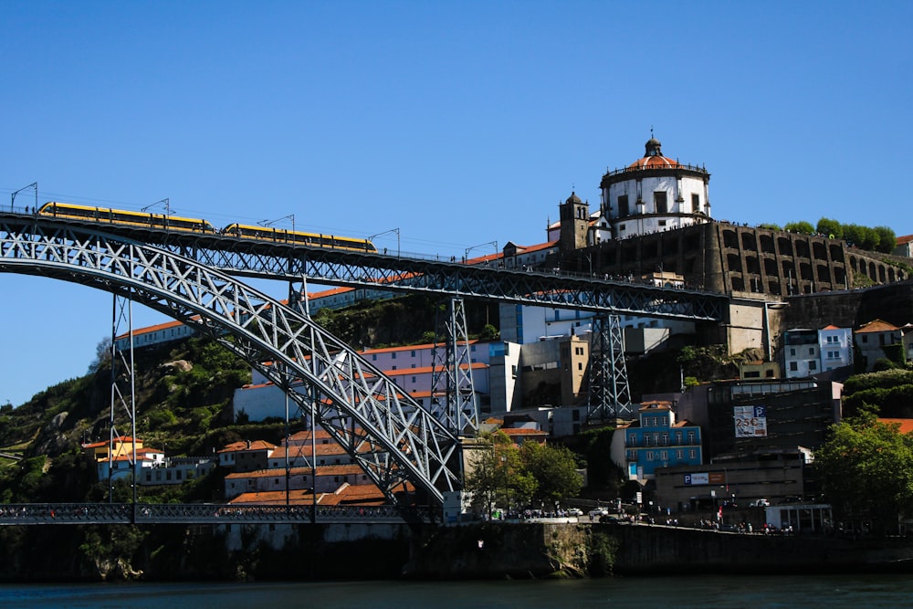 a bridge with a train going over it