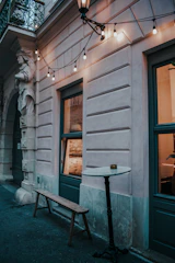 LED curtain draped over a café terrace, creating a cozy and inviting atmosphere at night.