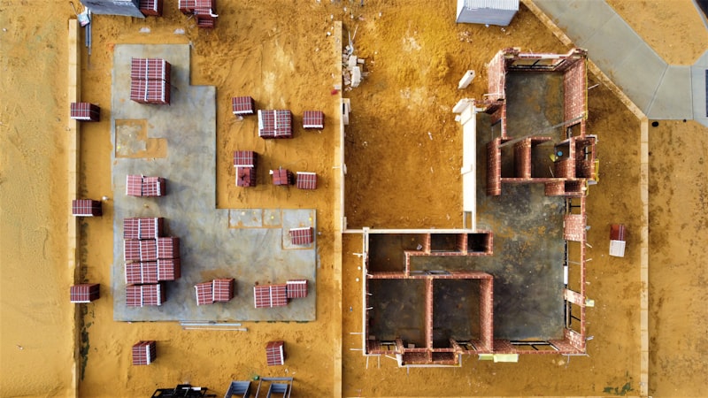 Aerial view of construction site