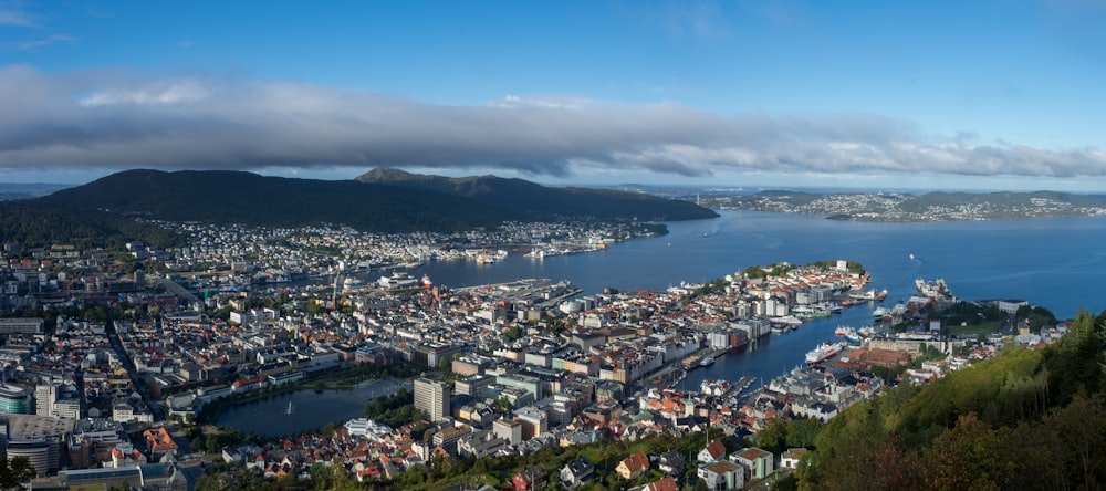 a large body of water surrounded by a city