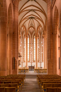 A warm, inviting snapshot of the church's main hall set up for a YouTube livestream service.