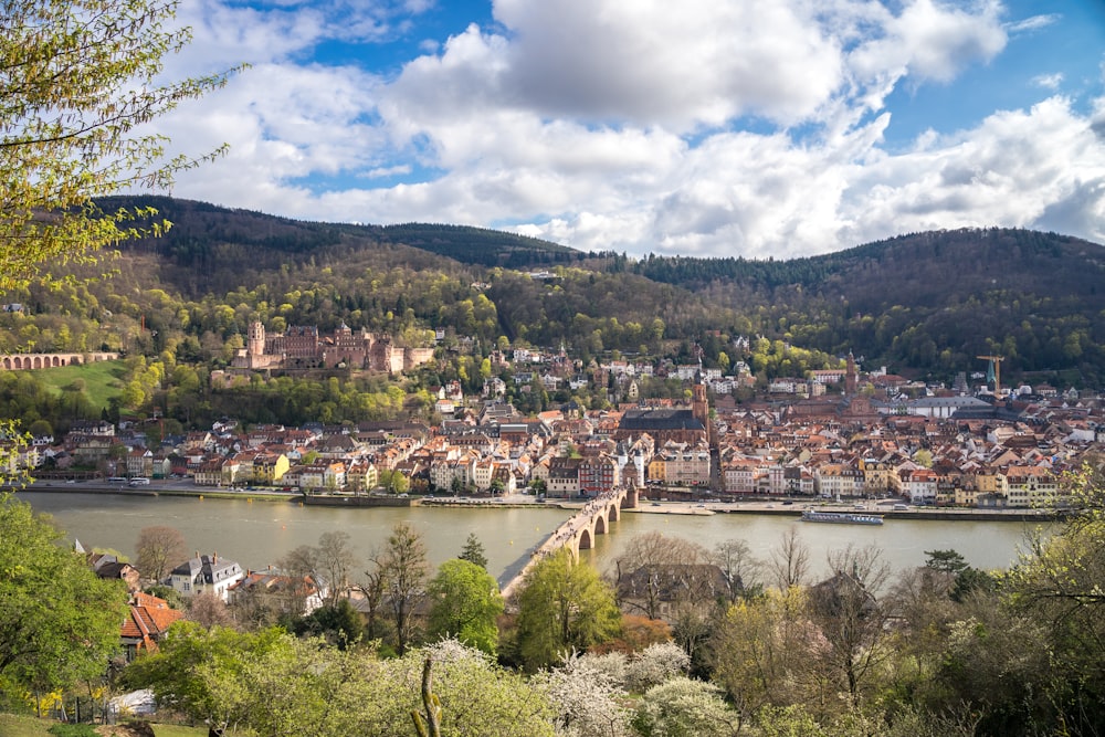 a view of a city with a river running through it