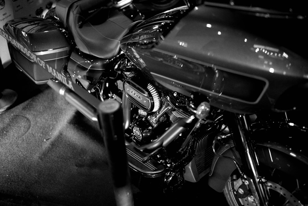 a black and white photo of a motorcycle