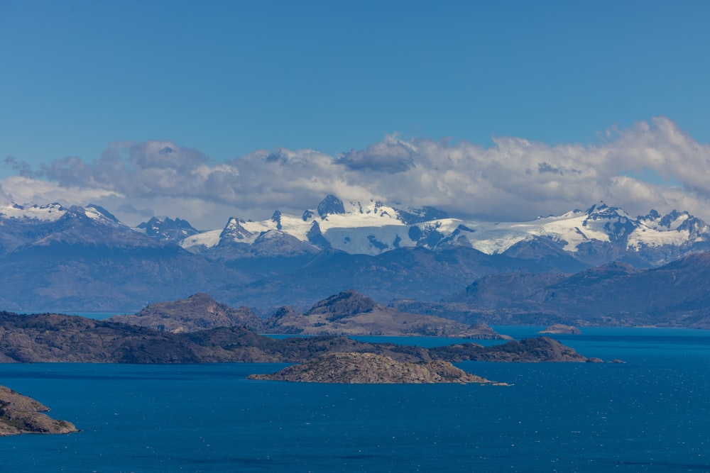 a large body of water surrounded by mountains