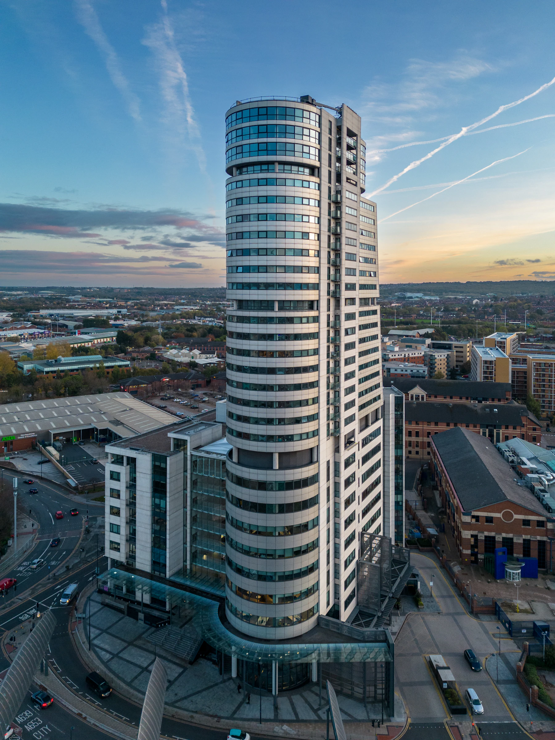 Aerial city view of Leeds