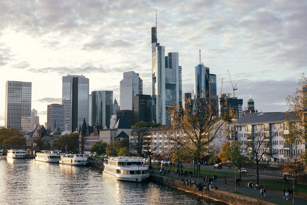 a body of water surrounded by tall buildings