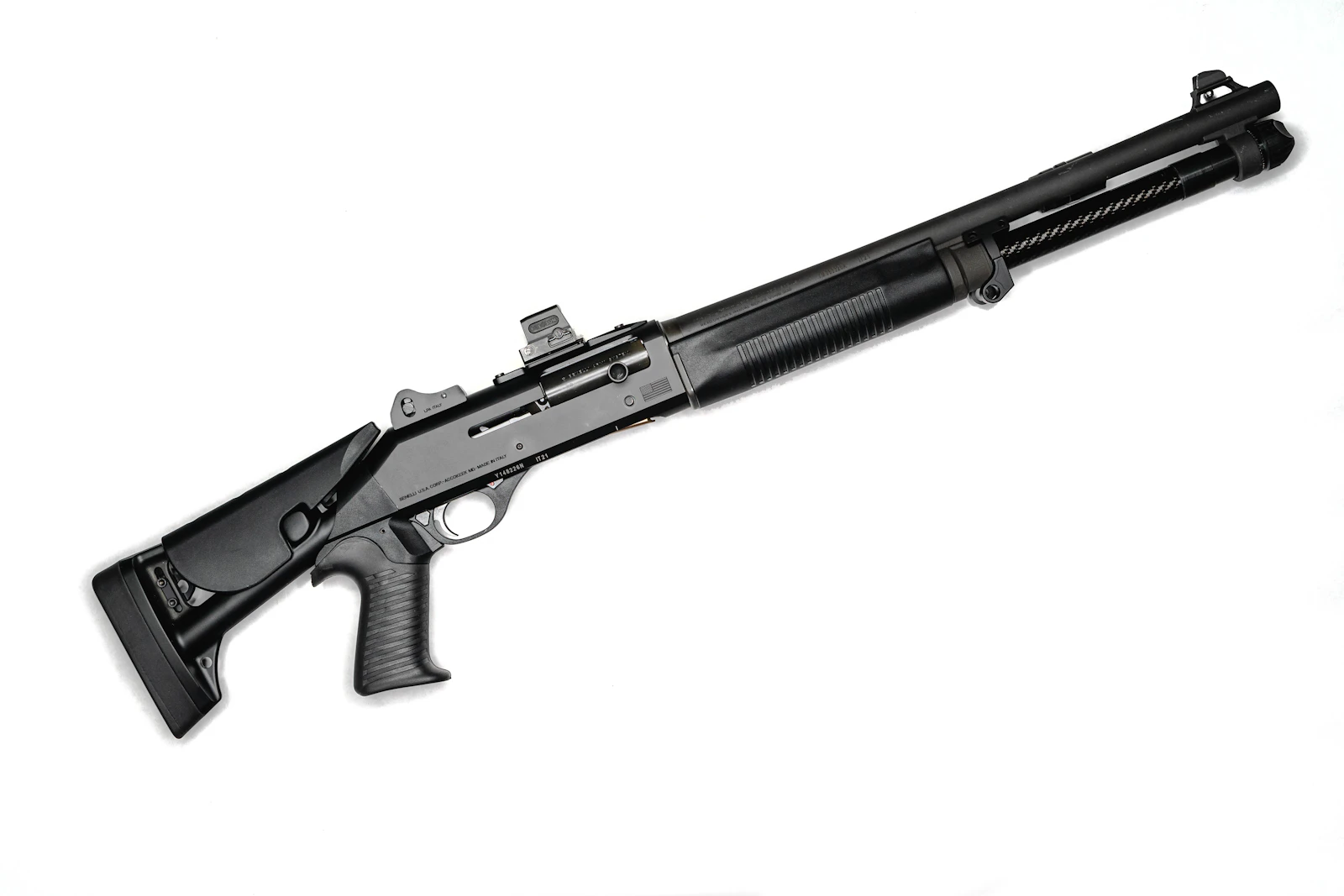 Black rifle with an optical sight