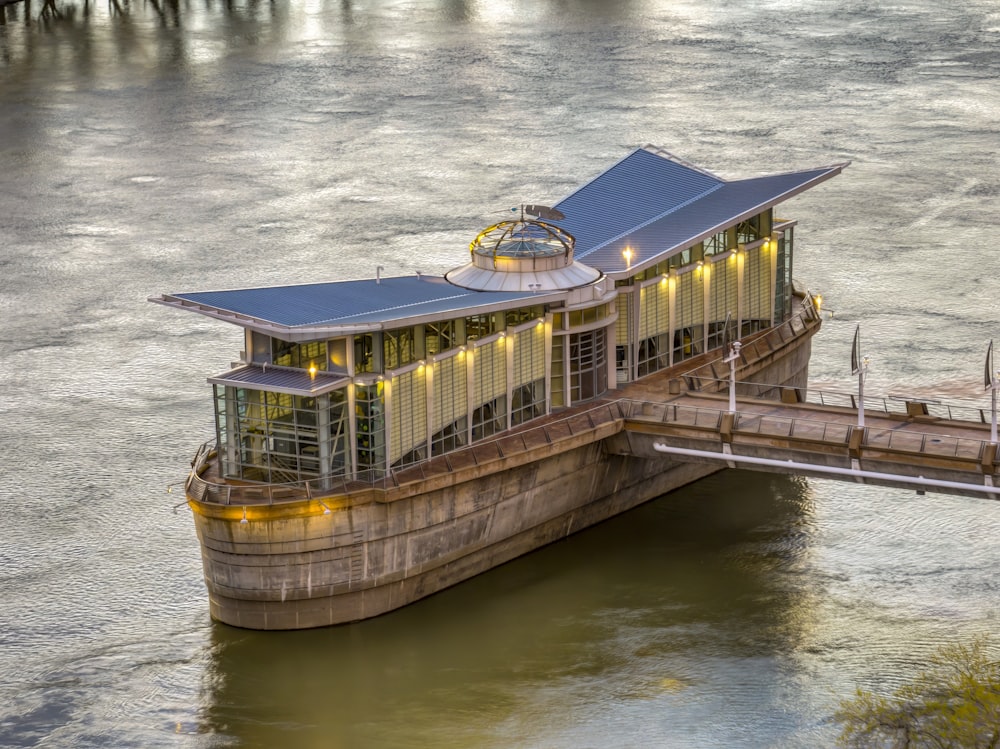 a large boat floating on top of a river