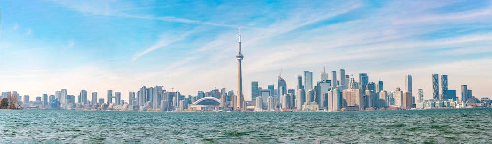 a view of a city skyline from a body of water