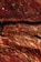Several pieces of dried and seasoned meat with a reddish-brown hue are shown. The meat features visible textures and fibers, along with various herbs and spices sprinkled across the surface.