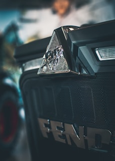 a close up of a speaker on a vehicle