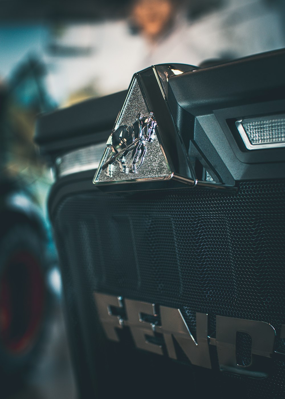 a close up of a speaker on a vehicle