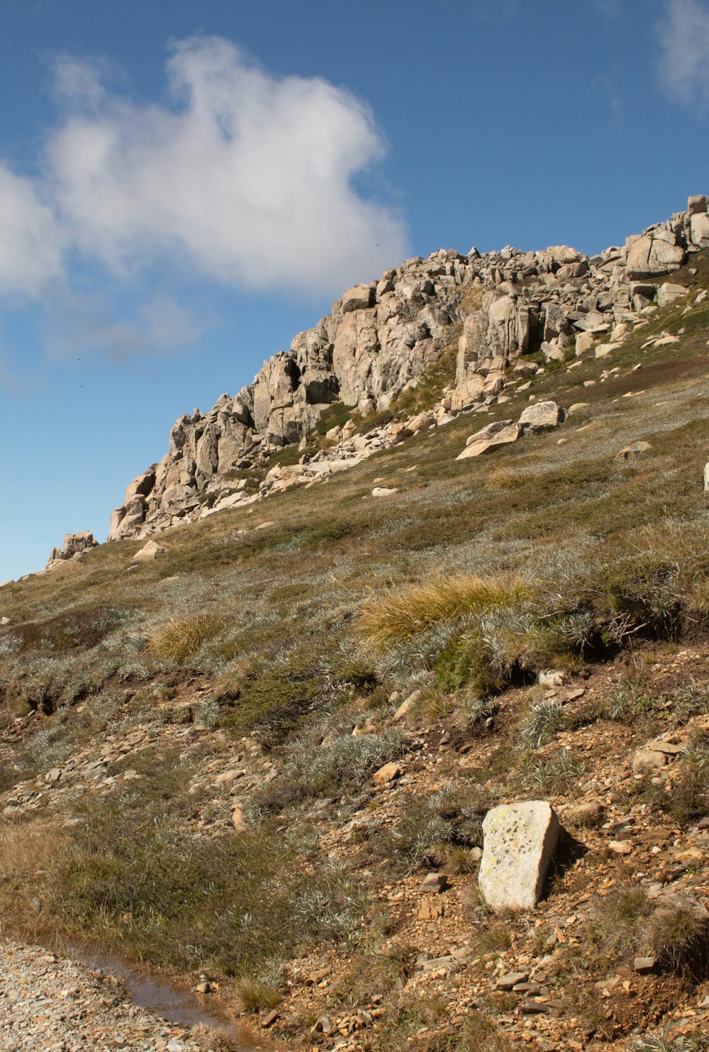 a rocky hill with a few rocks on it