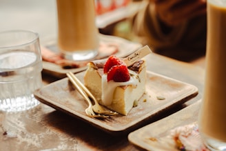 a piece of cake on a plate with a fork