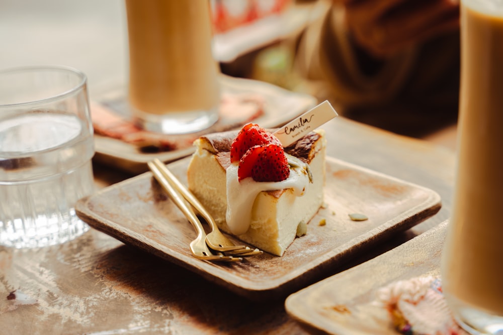 a piece of cake on a plate with a fork