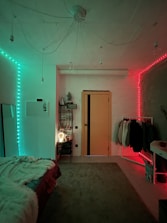 A stylish room featuring LED lighting systems.