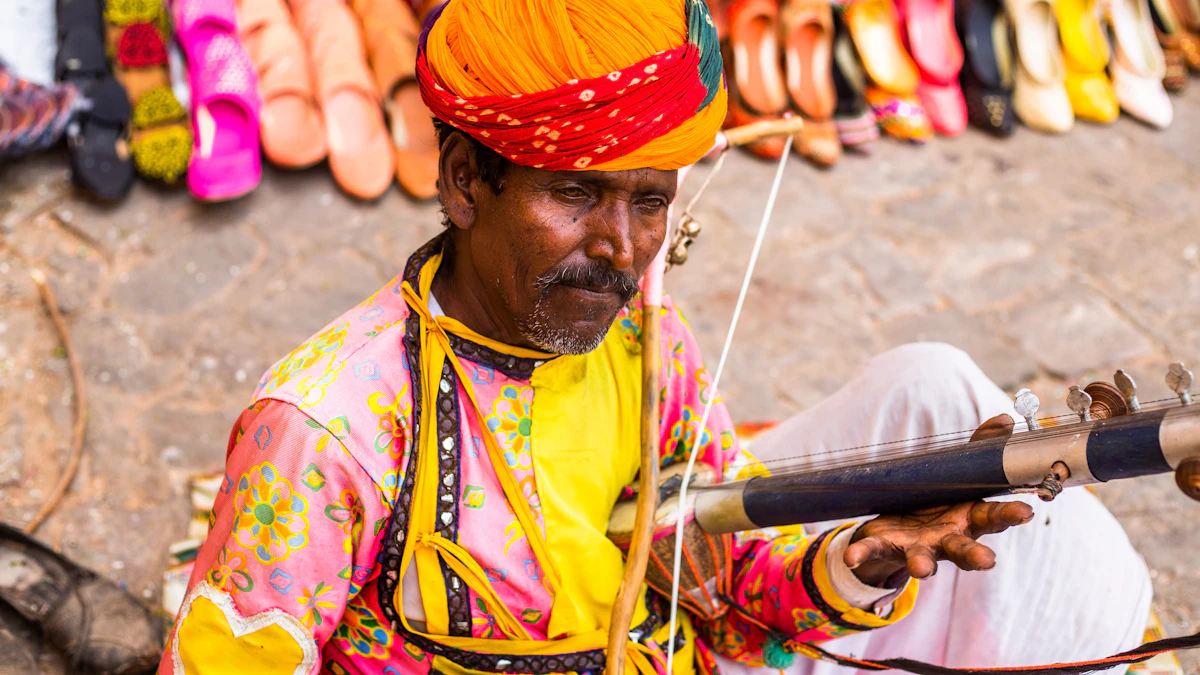Men in bright Rajasthani turbans
