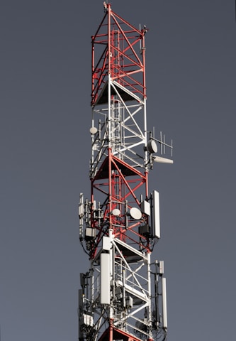 a tall tower with a lot of lights on top of it