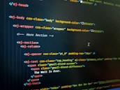 Animated webpage section showing content area with dynamic text and colorful effects.