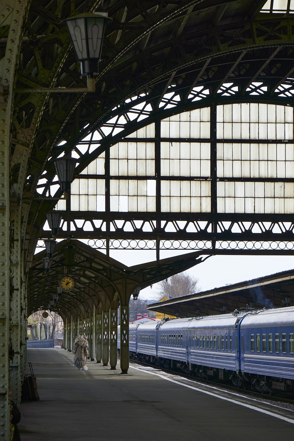 a train is pulling into a train station