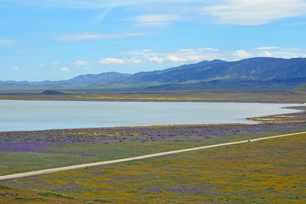 a large body of water surrounded by mountains