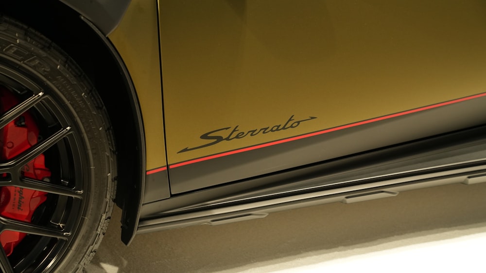 a close up of the side of a sports car