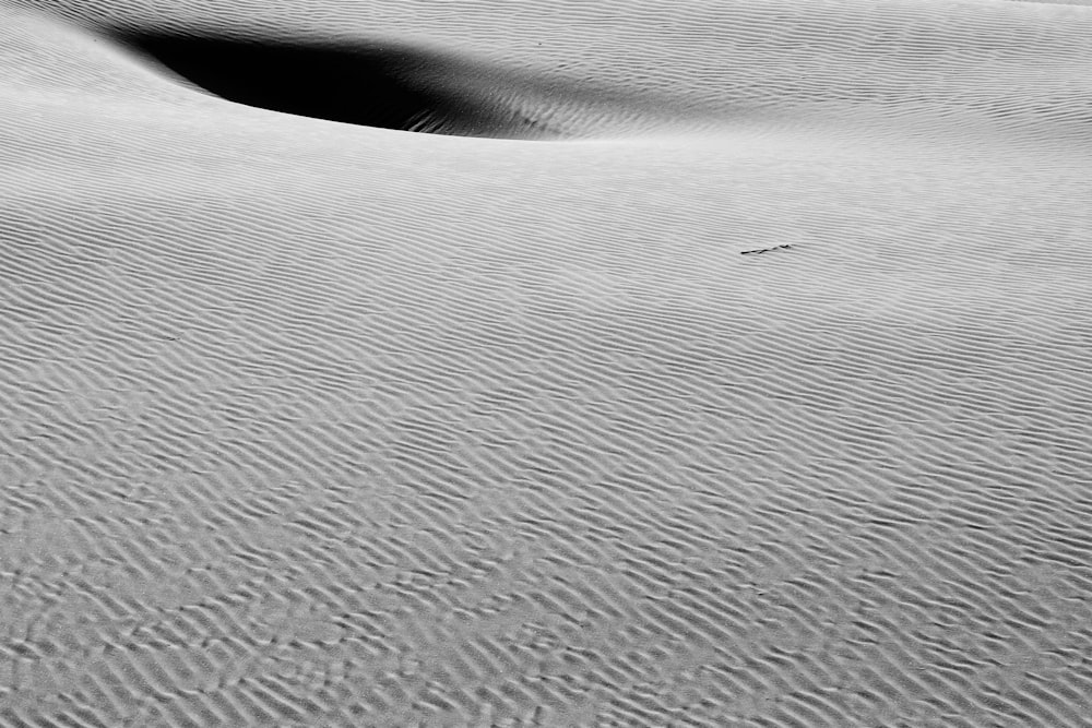 a black and white photo of a sand dune