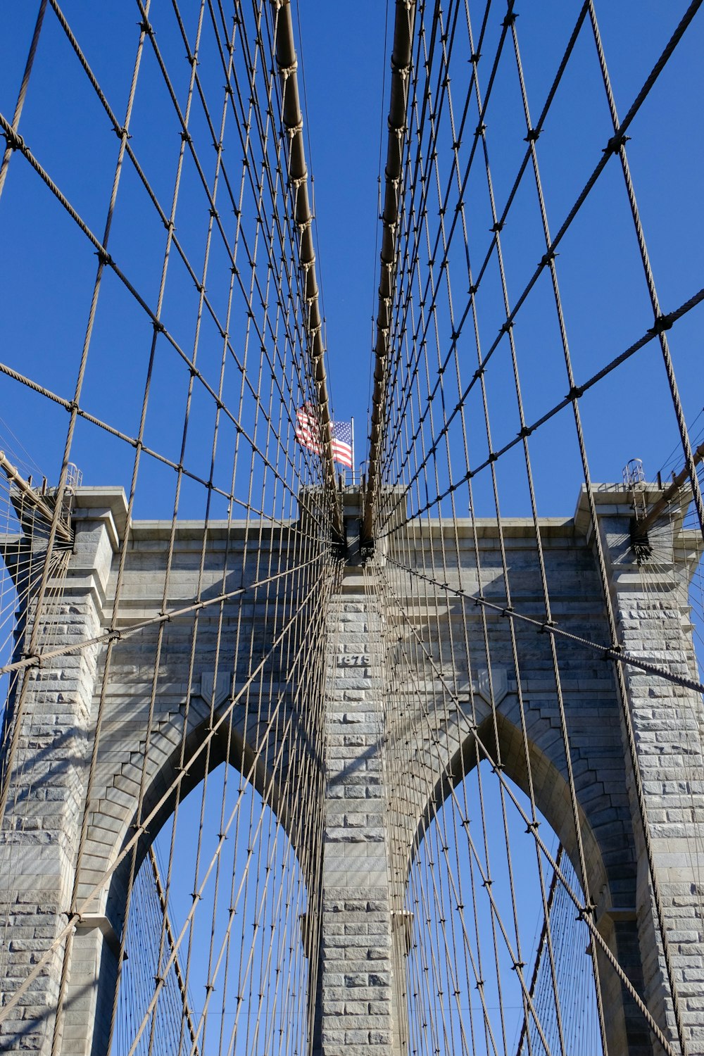 a view of the top of the brooklyn bridge