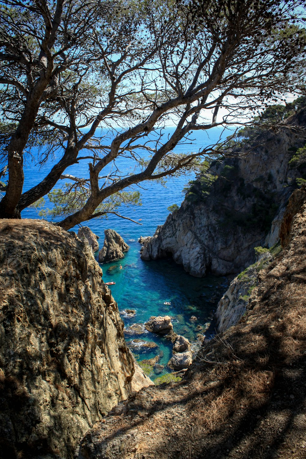 a view of a body of water from a cliff