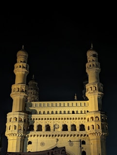 An iconic landmark of Córdoba illuminated at night.