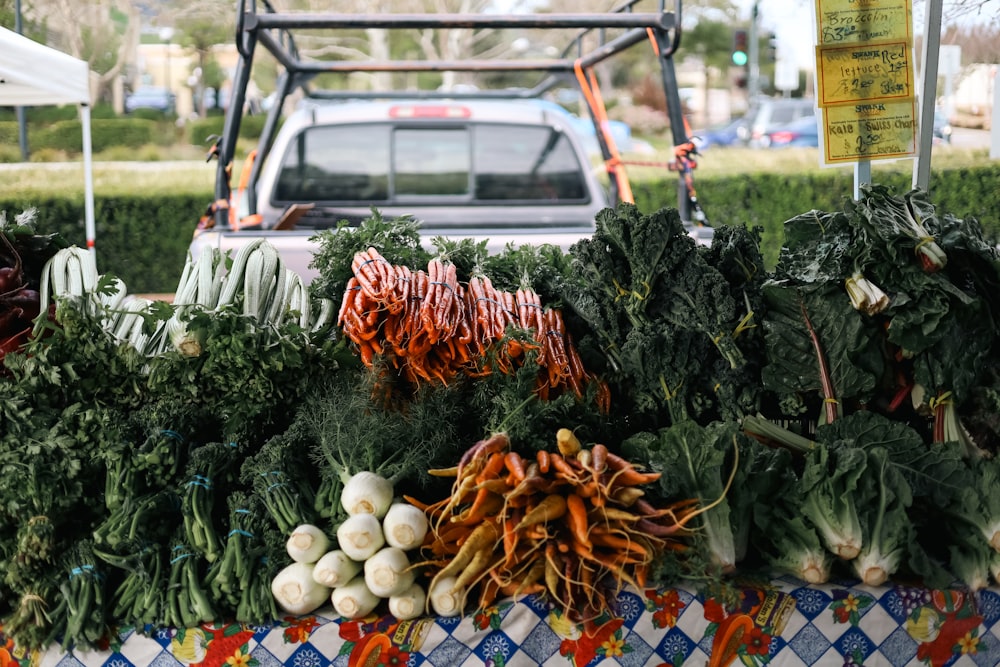 a bunch of vegetables are on a table