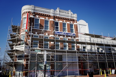 a large building with scaffolding around it