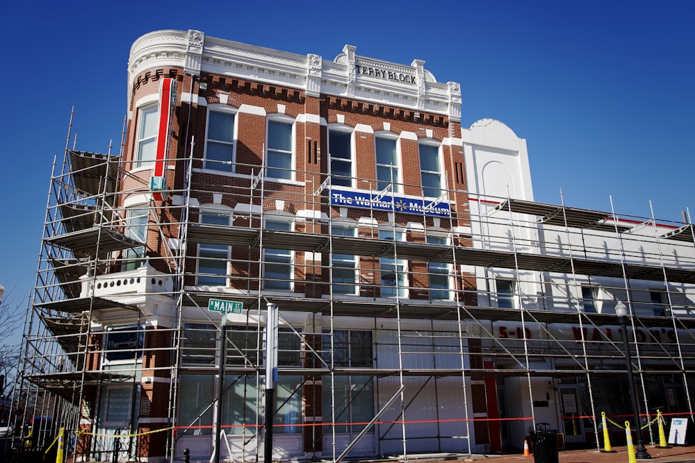 a large building with scaffolding around it