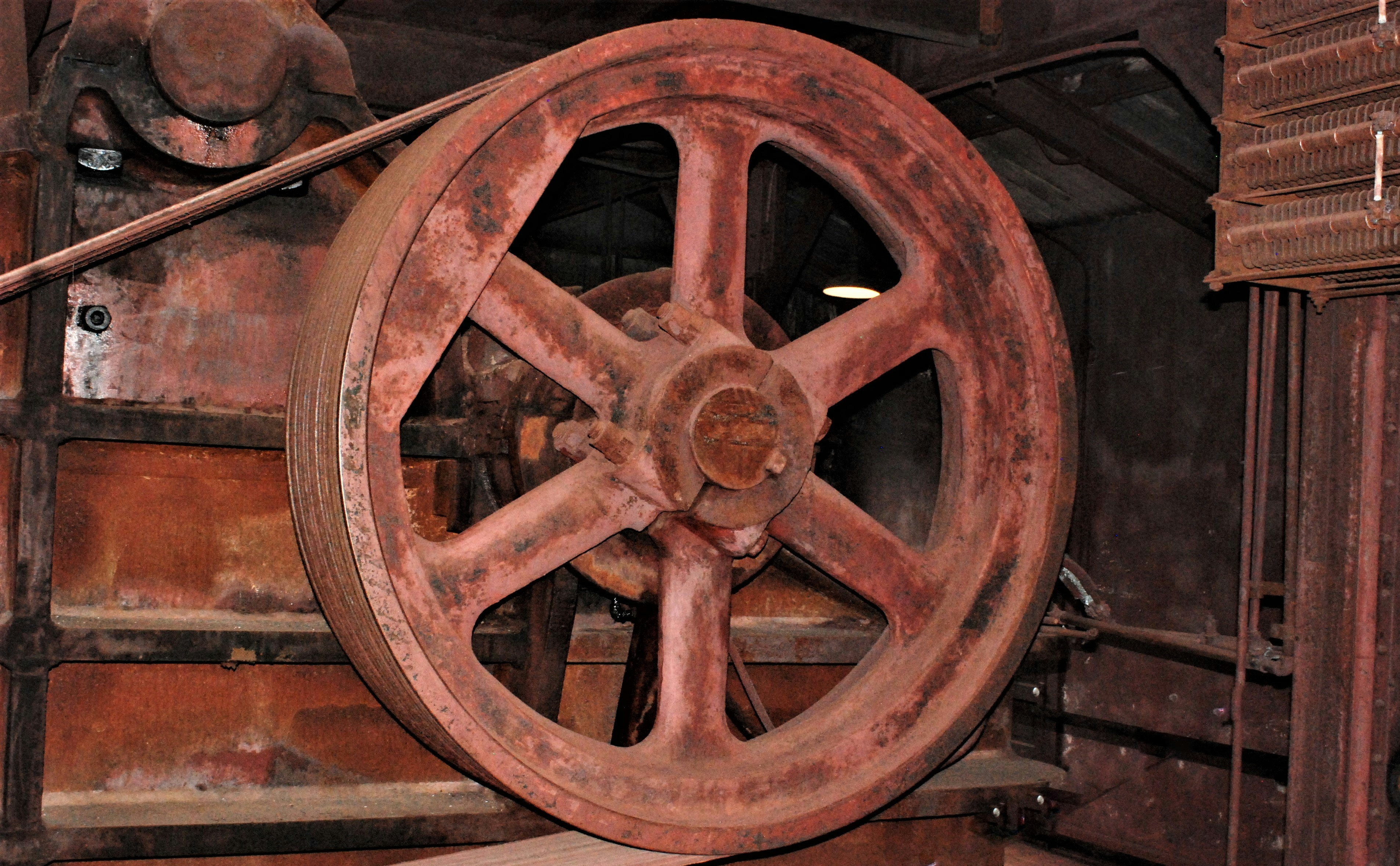 a close up of a large wheel on a machine