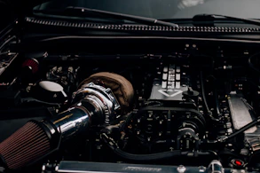 a close up of the engine of a car